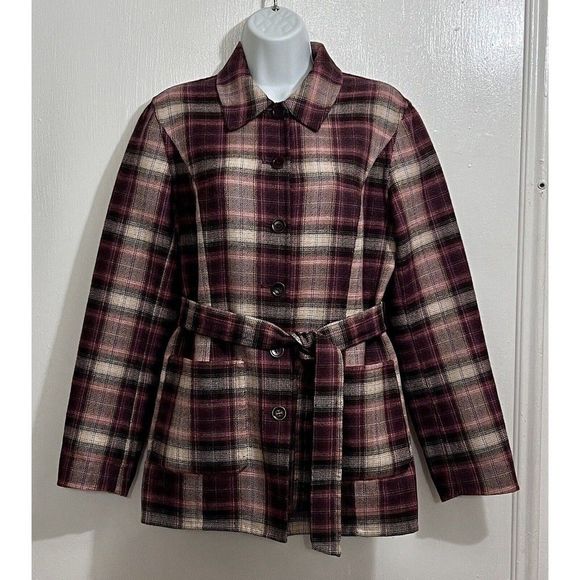 Vintage Randolph Duke The Look Y2K Wool Blend Jacket Blazer Plaid Pink Tan Sz 8 - Picture 13 of 13